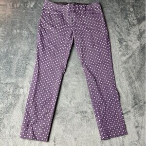 Banana‎ Republic Purple Polka Dot Print Cropped Stretch Pants Trousers